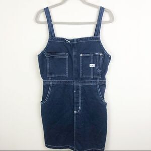 CALVIN KLEIN | Vintage Dark Wash Denim Jean Jumper Dress Overalls Women’s Size M
